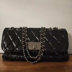 Russell & Bromley Black Quilted Shoulder Bag with Chain Detail
